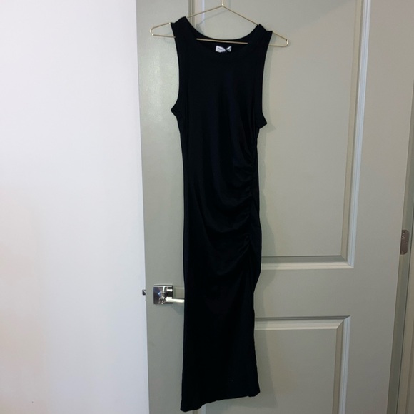 NWT Michael Stars Tala Sleeveless Shirred Seam Midi Dress Black Sz S - Picture 3 of 9